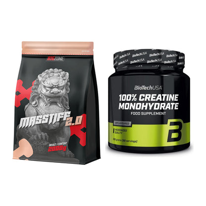 Masseaufbau-Set: Big Zone Masstiff 2.0 + BioTech Creatine Monohydrate – alle enthaltenen Artikel