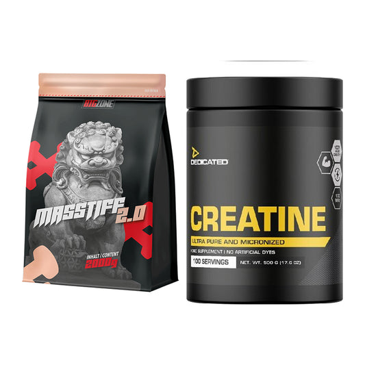 Masseaufbau-Set: Big Zone Masstiff 2.0 + Dedicated Creatine – alle enthaltenen Artikel