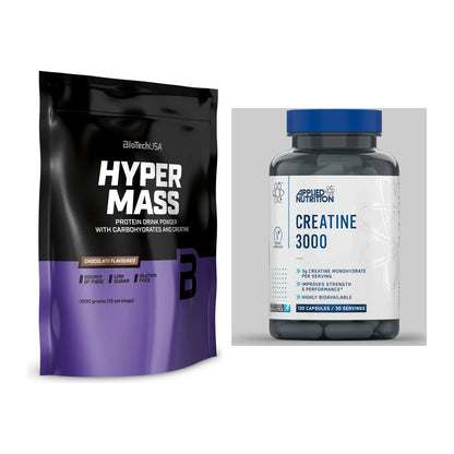 Masseaufbau-Set: BioTech Hyper Mass + Applied Nutrition Creatine 3000 – alle enthaltenen Artikel