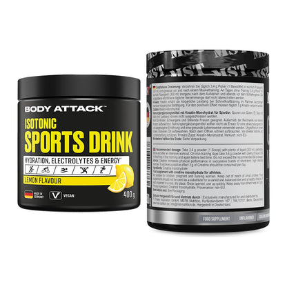 Masseaufbau-Set: Body Attack Isotonic + MST Creatin Monohydrate – alle enthaltenen Artikel