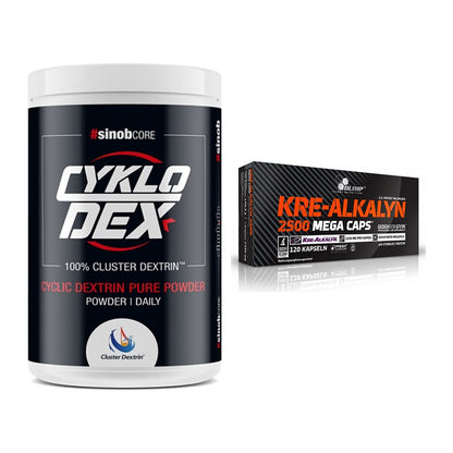 Masseaufbau-Set: Sinob Core CykloDex 1kg + Olimp Kre Alkalyn 2500 – alle enthaltenen Artikel