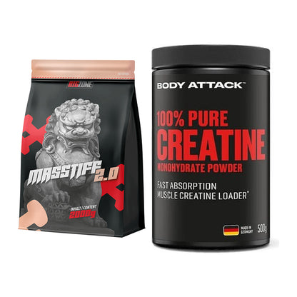 Masseaufbau-Set: Big Zone Masstiff 2.0 + Body Attack 100% Pure – alle enthaltenen Artikel