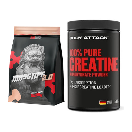 Massiline ehituskomplekt: Big Zone Masstiff 2.0 + Body Attack 100% puhas – kõik esemed on kaasas