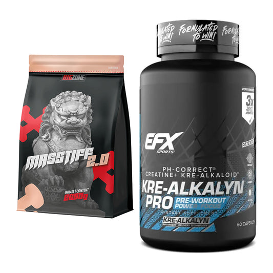 Massabouwset: Big Zone Masstiff 2.0 + EFX Kre-Alkalyn PRO - alle items inbegrepen