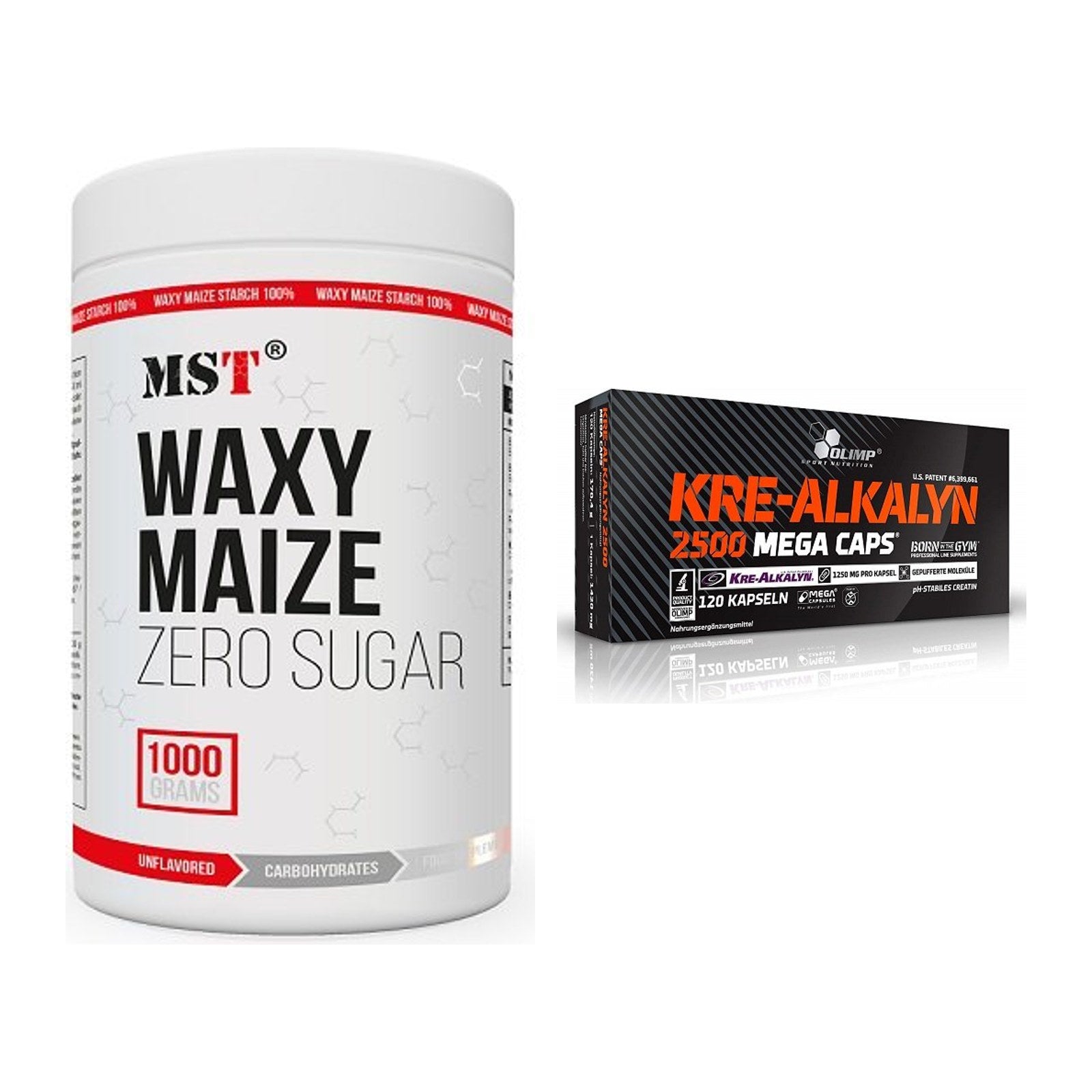 Masseaufbau-Set: MST WAXY MAIZE + Olimp Kre Alkalyn 2500 – alle enthaltenen Artikel