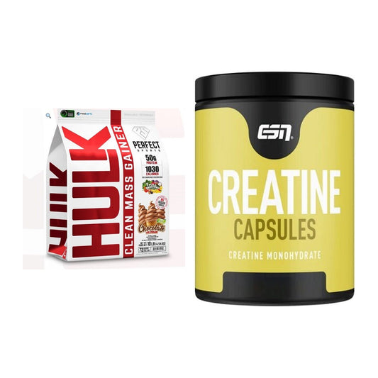 Masseaufbau-Set: Perfect Sports Hulk Clean + ESN Ultrapure Creatine – alle enthaltenen Artikel