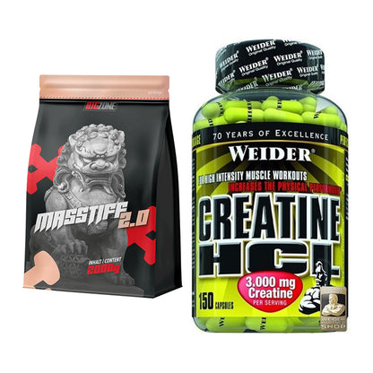 Masseaufbau-Set: Big Zone Masstiff 2.0 + Weider Creatin HCL – alle enthaltenen Artikel