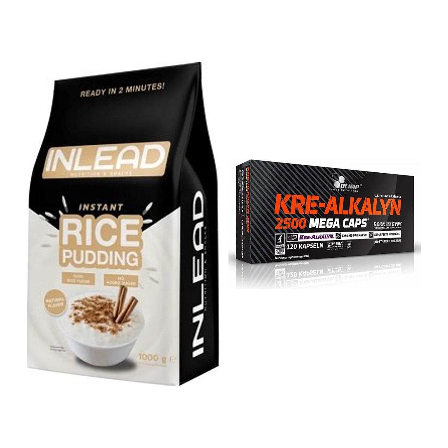 Masseaufbau-Set: INLEAD Instant Rice Pudding + Olimp Kre Alkalyn 2500 – alle enthaltenen Artikel