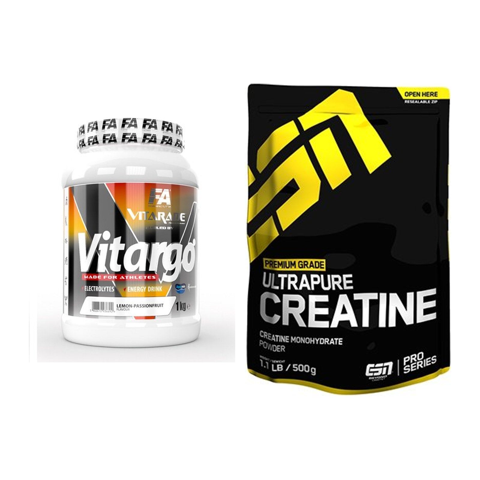 Masseaufbau-Set: FA Vitarade Vitargo + ESN Ultrapure Creatine – alle enthaltenen Artikel