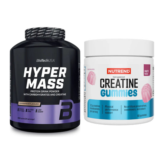 Masseaufbau-Set: BioTech Hyper Mass 4000g + Nutrend Creatine Gummies – alle enthaltenen Artikel