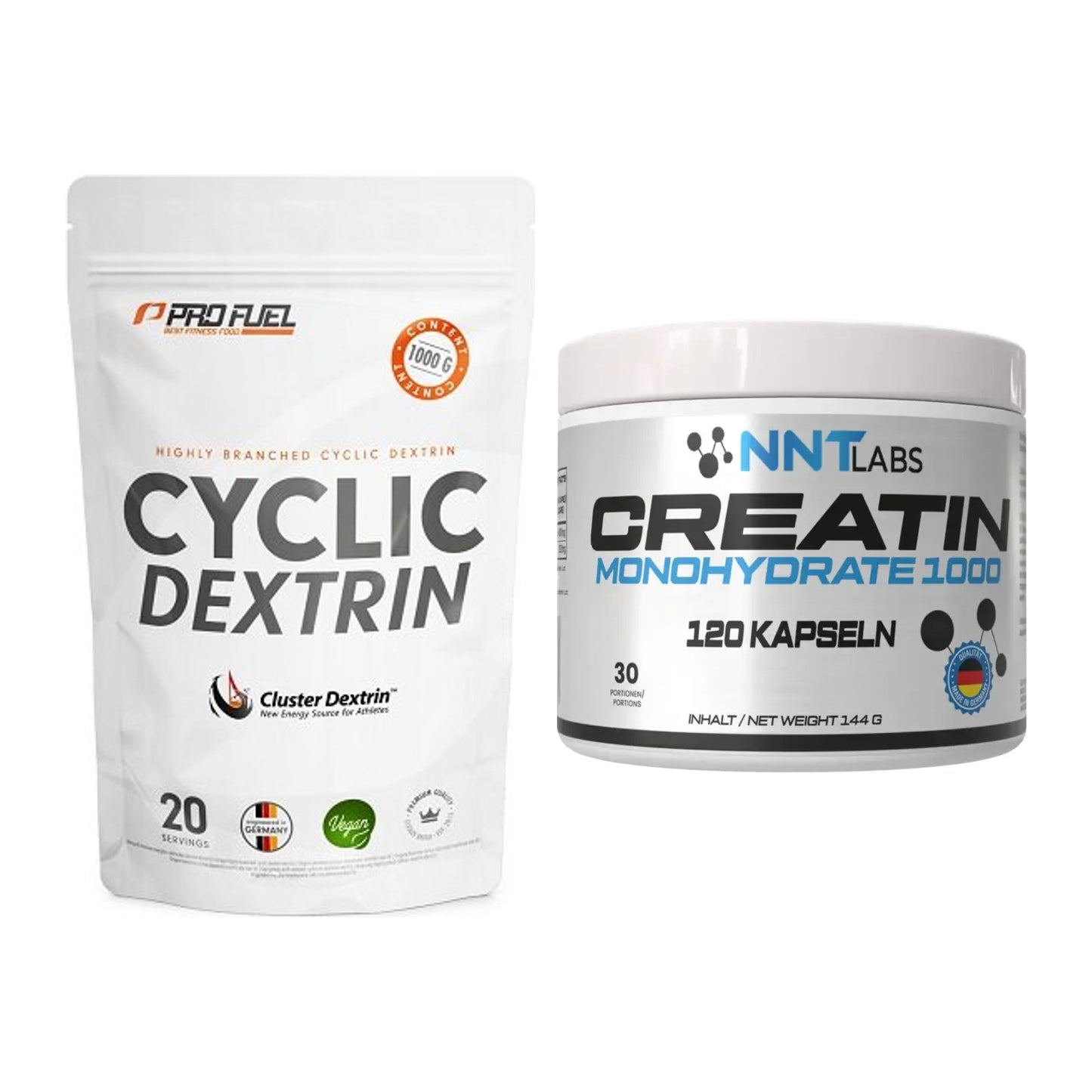 Masseaufbau-Set: ProFuel Cyclic Dextrin Cluster + NNT Creatin 1000 mg – alle enthaltenen Artikel