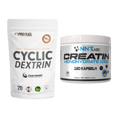 Masseaufbau-Set: ProFuel Cyclic Dextrin Cluster + NNT Creatin 1000 mg – alle enthaltenen Artikel