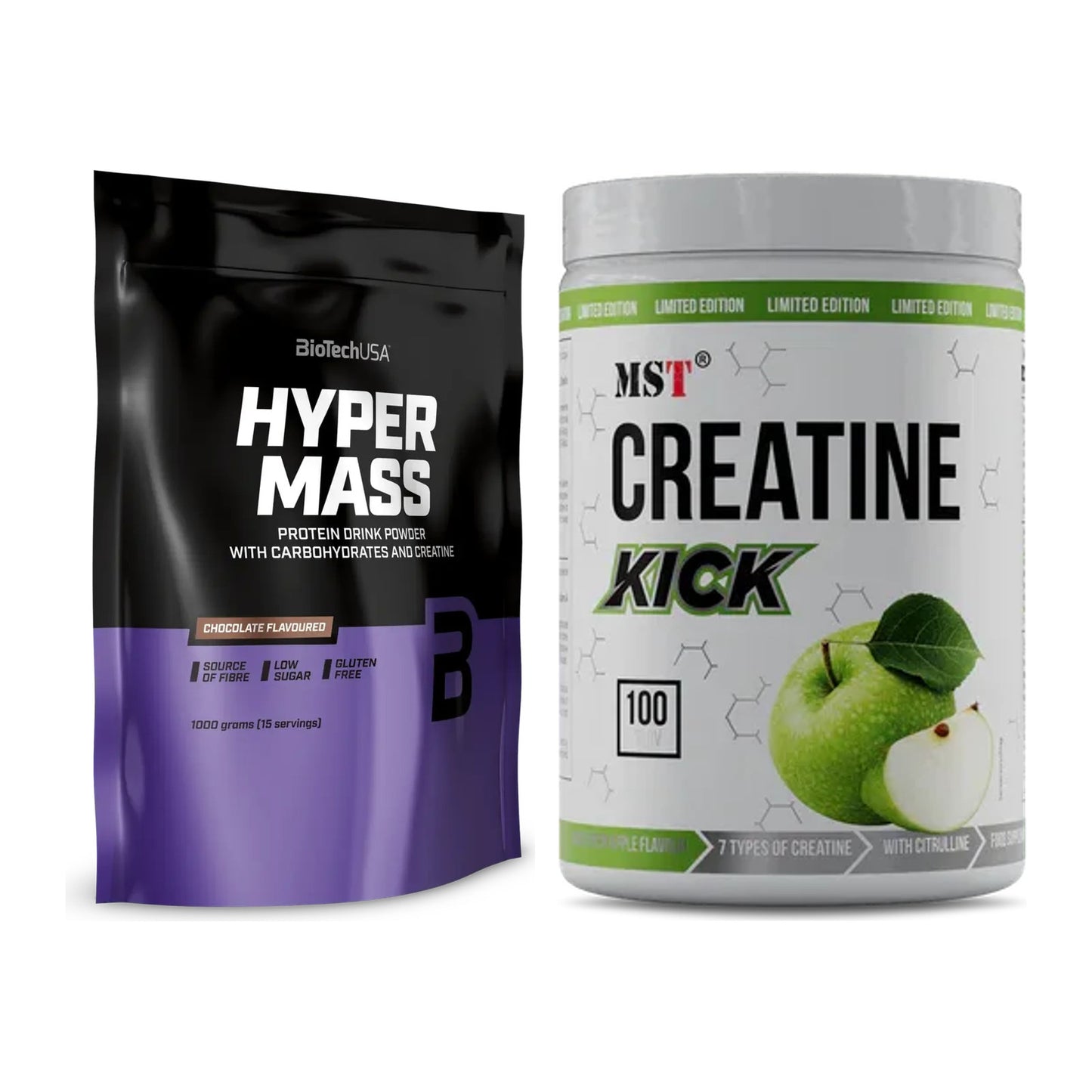 Masseaufbau-Set: BioTech Hyper Mass + MST Creatine Kick – alle enthaltenen Artikel