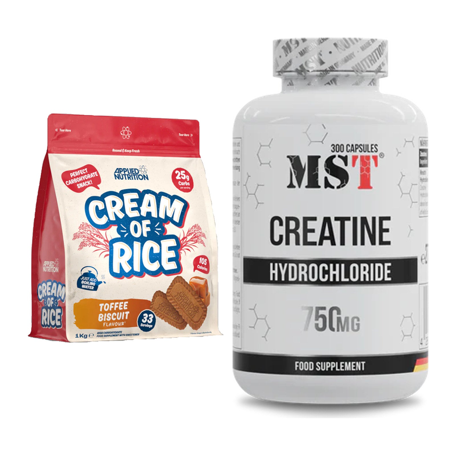 Masseaufbau-Set: Applied Nutrition Cream of Rice + MST Creatine HCL – alle enthaltenen Artikel