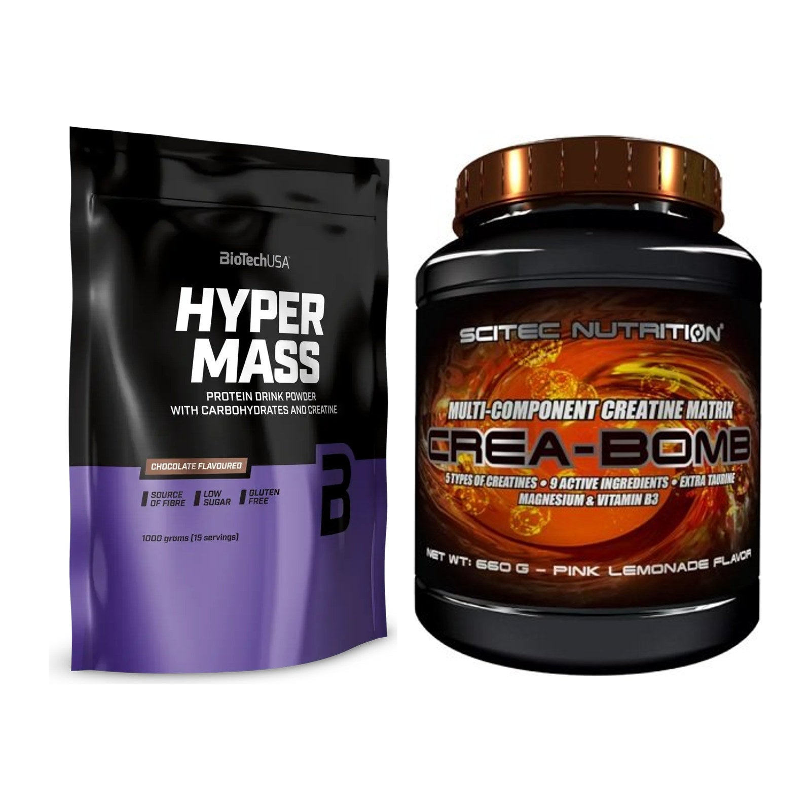 Masseaufbau-Set: BioTech Hyper Mass + Scitec Crea-Bomb – alle enthaltenen Artikel