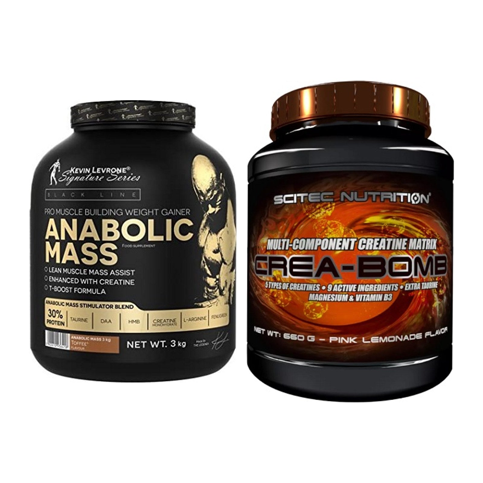 Masseaufbau-Set: Kevin Levrone Anabolic Mass 3kg + Scitec Crea-Bomb – alle enthaltenen Artikel