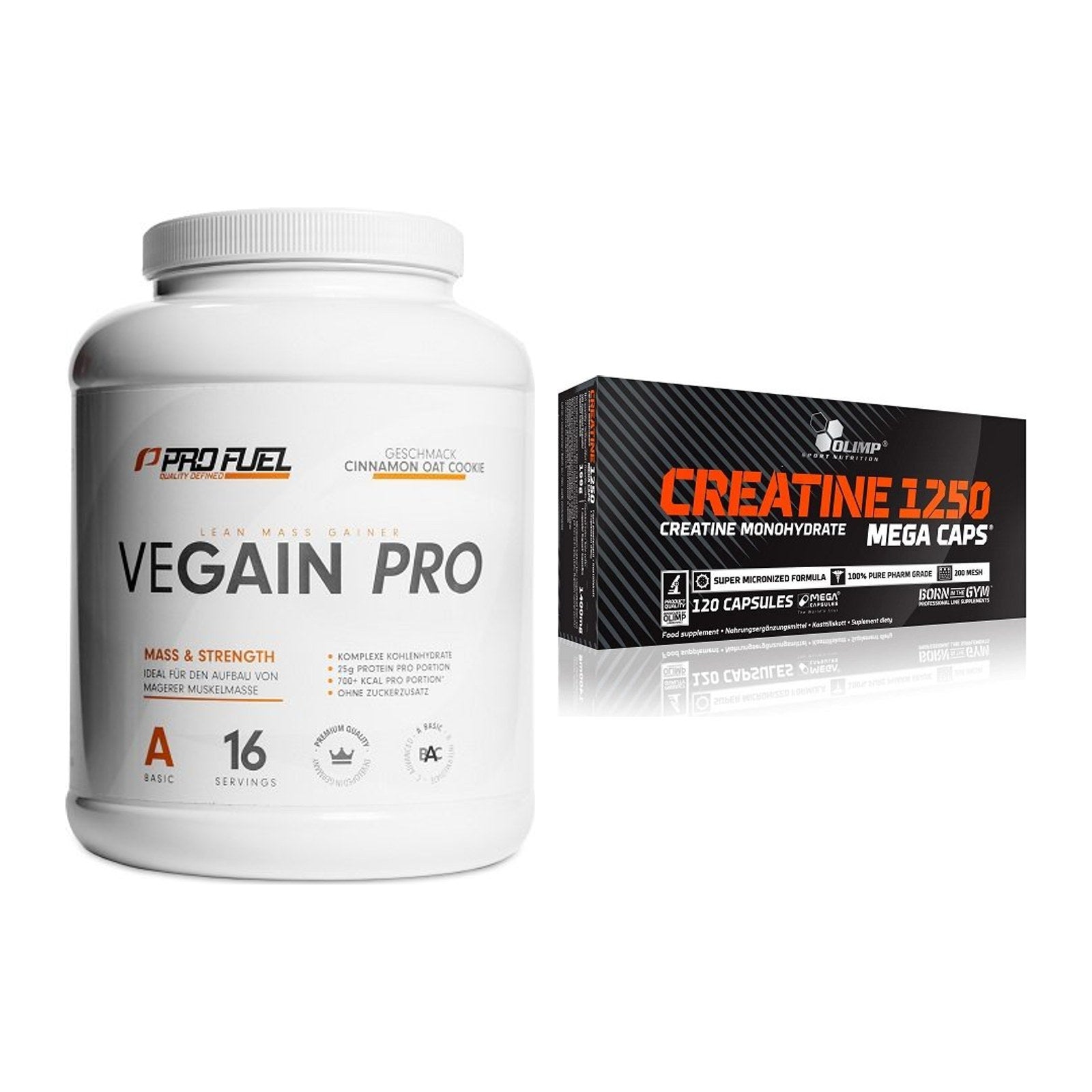 Masseaufbau-Set: ProFuel VEGAIN Pro + Olimp Creatine Mega Caps – alle enthaltenen Artikel