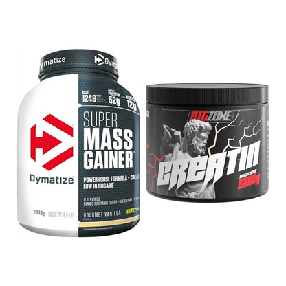 Masseaufbau-Set: Dymatize Super Mass Gainer + Big Zone Creatin – alle enthaltenen Artikel