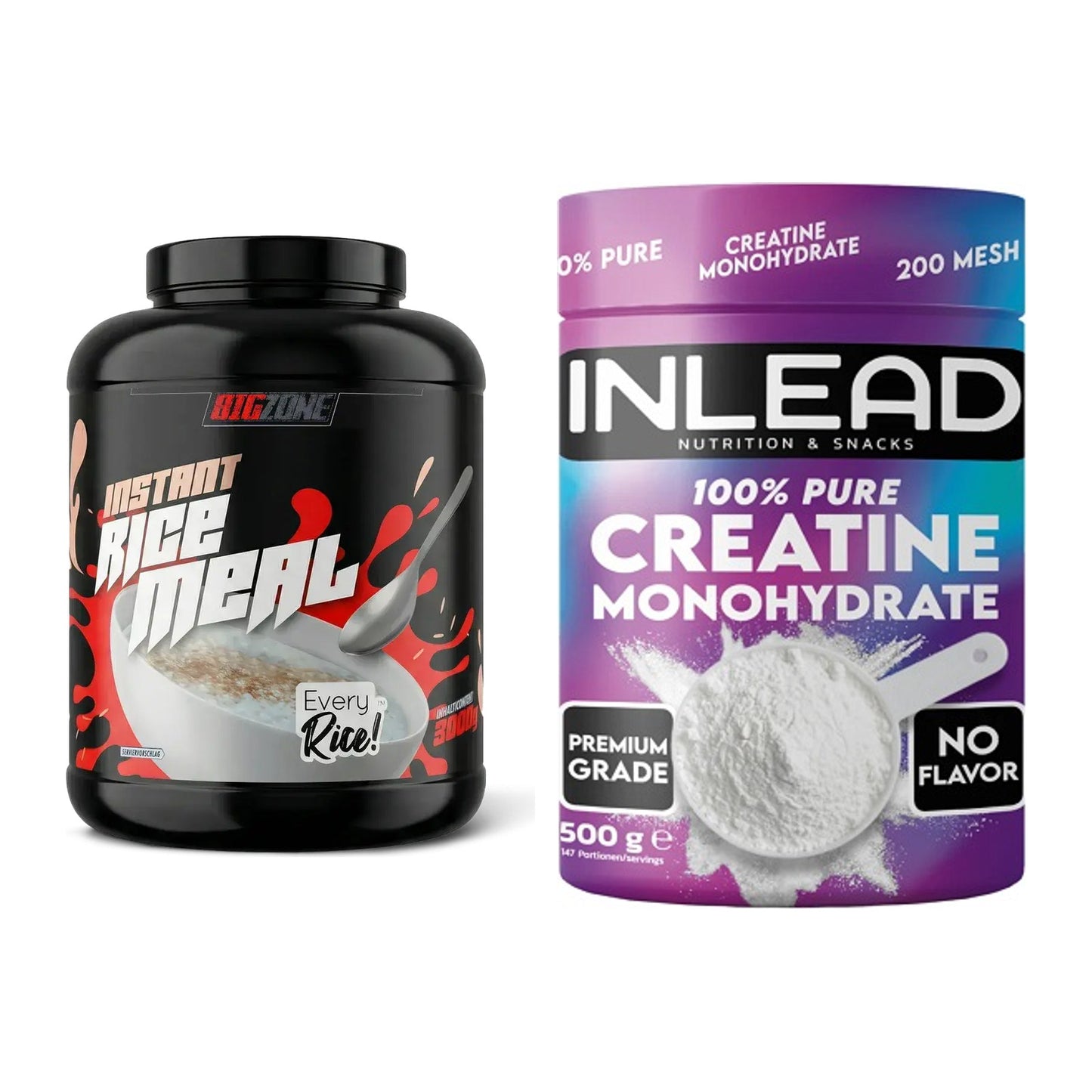 Masseaufbau-Set: Big Zone Rice Meal 3000g + INLEAD Creatine – alle enthaltenen Artikel