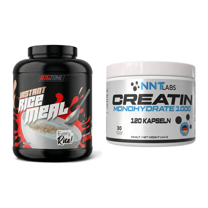 Masseaufbau-Set: Big Zone Rice Meal 3000g Dose + NNT Creatin 1000 mg – alle enthaltenen Artikel