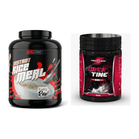 Masseaufbau-Set: Big Zone Rice Meal 3000g + CREASWISS Creatine 600 – alle enthaltenen Artikel