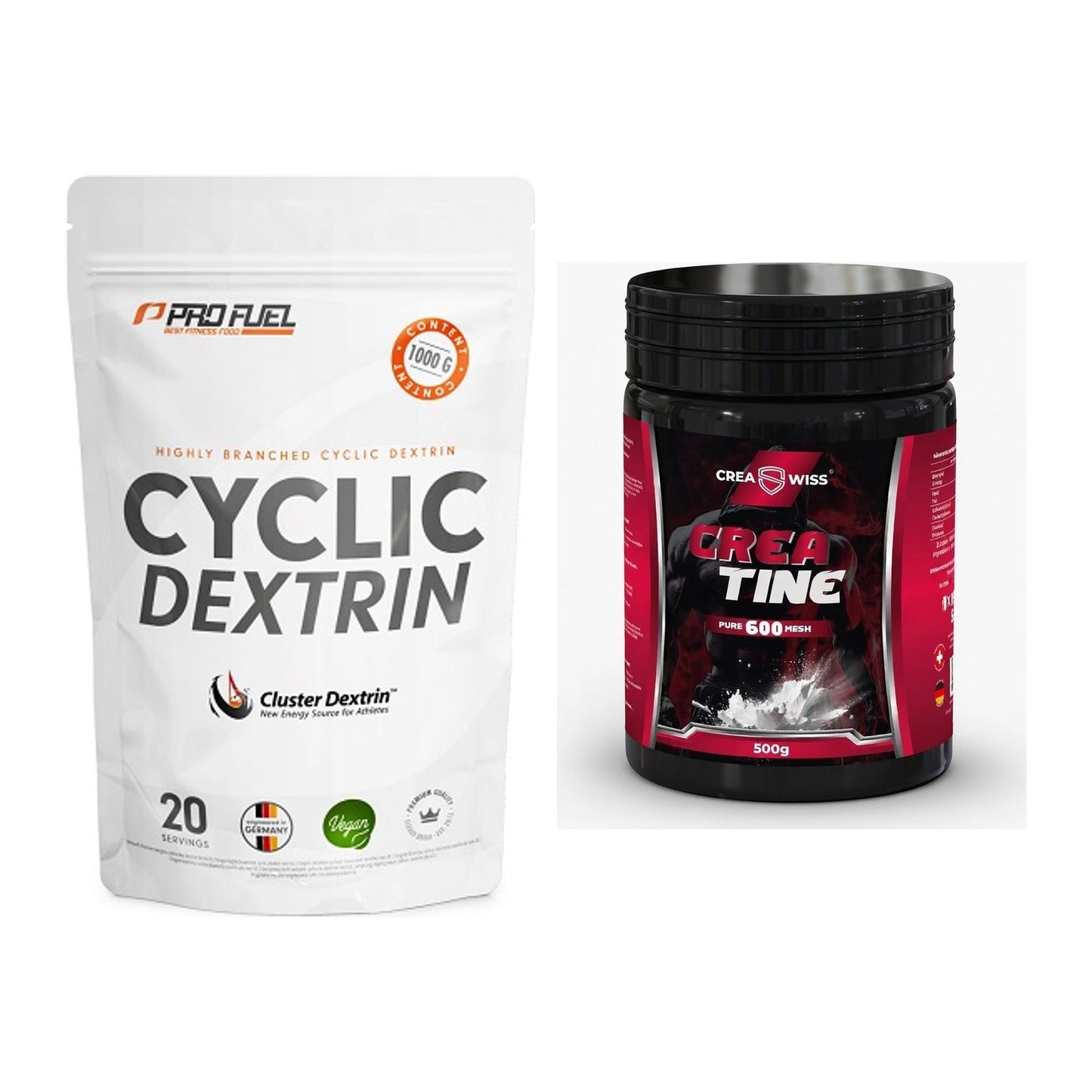 Masseaufbau-Set: ProFuel Cyclic Dextrin + CREASWISS Creatine 600 – alle enthaltenen Artikel