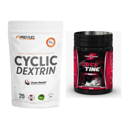Masseaufbau-Set: ProFuel Cyclic Dextrin + CREASWISS Creatine 600 – alle enthaltenen Artikel