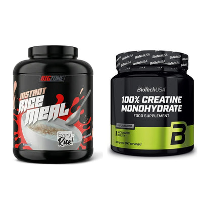 Masseaufbau-Set: Big Zone Rice Meal 3000g + BioTech Creatine – alle enthaltenen Artikel