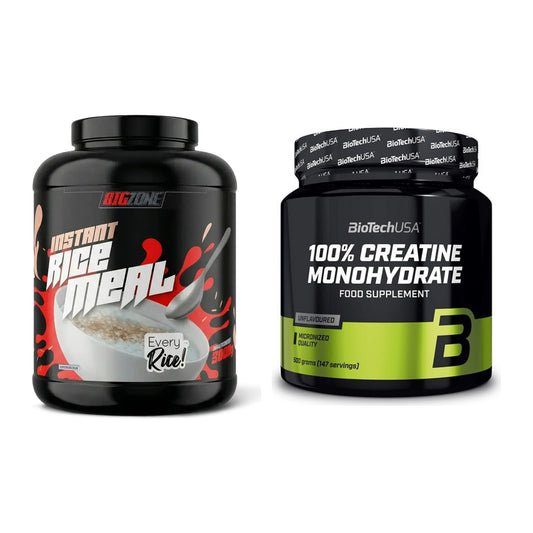 Masseaufbau-Set: Big Zone Rice Meal 3000g + BioTech Creatine – alle enthaltenen Artikel