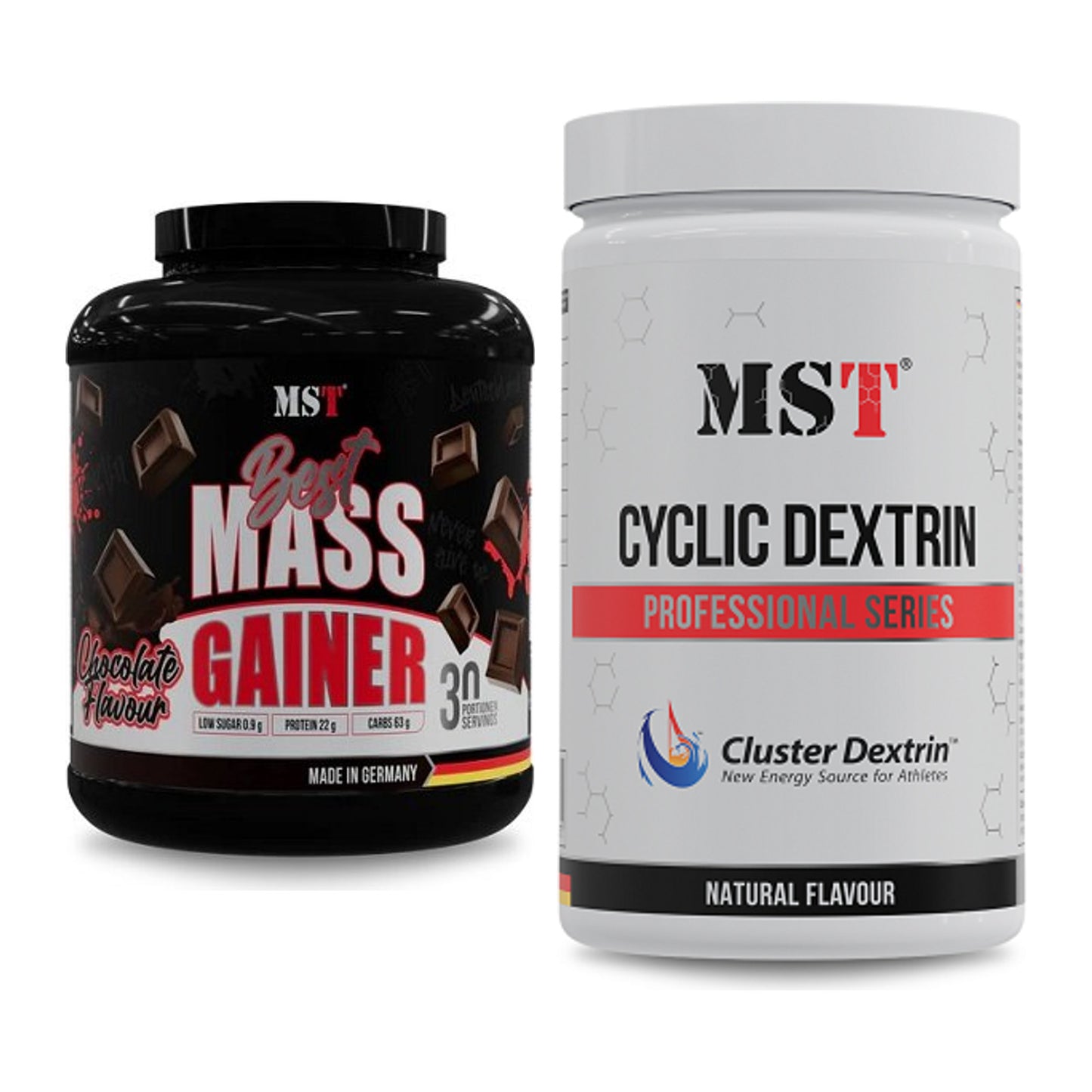MST Masse-Duo: Best Mass Gainer 3000g (Vanilla) + Cluster Dextrin – alle enthaltenen Artikel