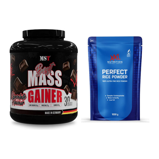 Masse-Duo: MST Best Mass Gainer + XXL Nutrition Perfect Rice Powder – alle enthaltenen Artikel