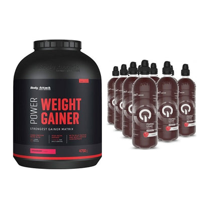 Masse-Duo: Body Attack Power Weight + QNT Carbo Load 12x700ml – alle enthaltenen Artikel