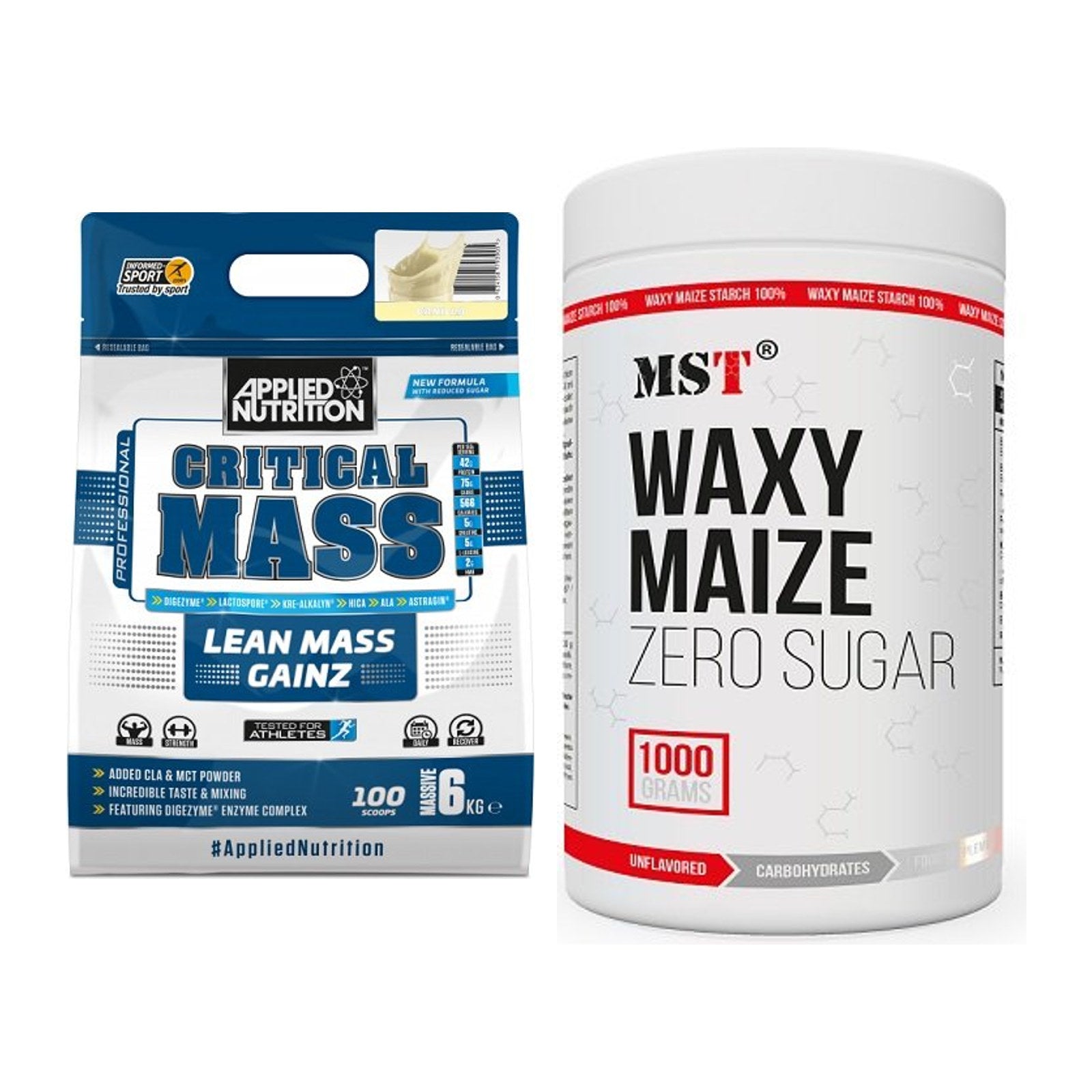 Masse-Duo: Applied Nutrition Critical Mass + MST WAXY MAIZE – alle enthaltenen Artikel