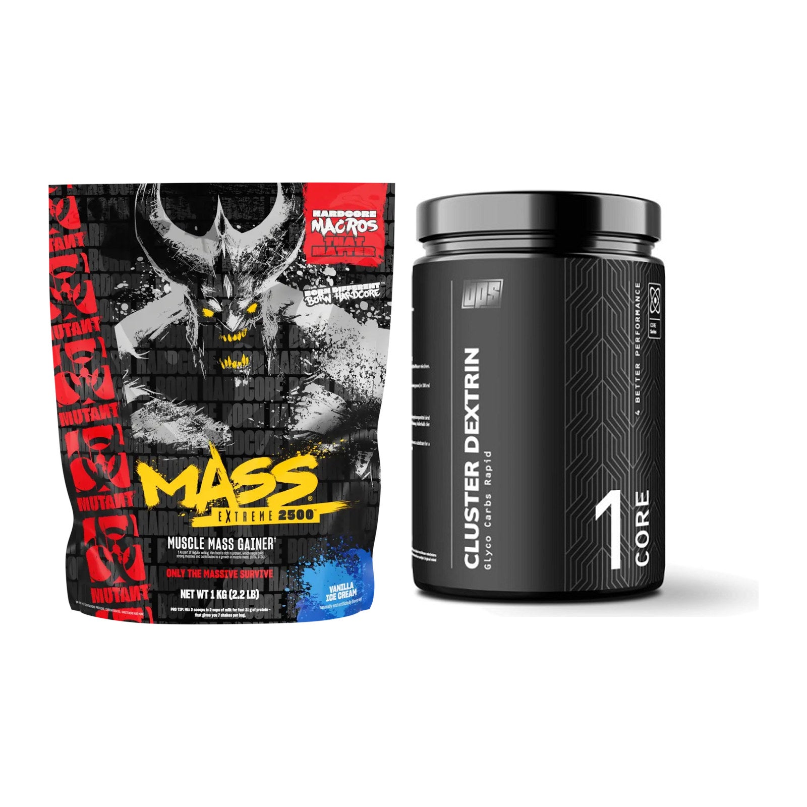 Masse-Duo: Mutant Mass EXTREME 2500 + BPS-Pharma Glyco Carbs Rapid – alle enthaltenen Artikel