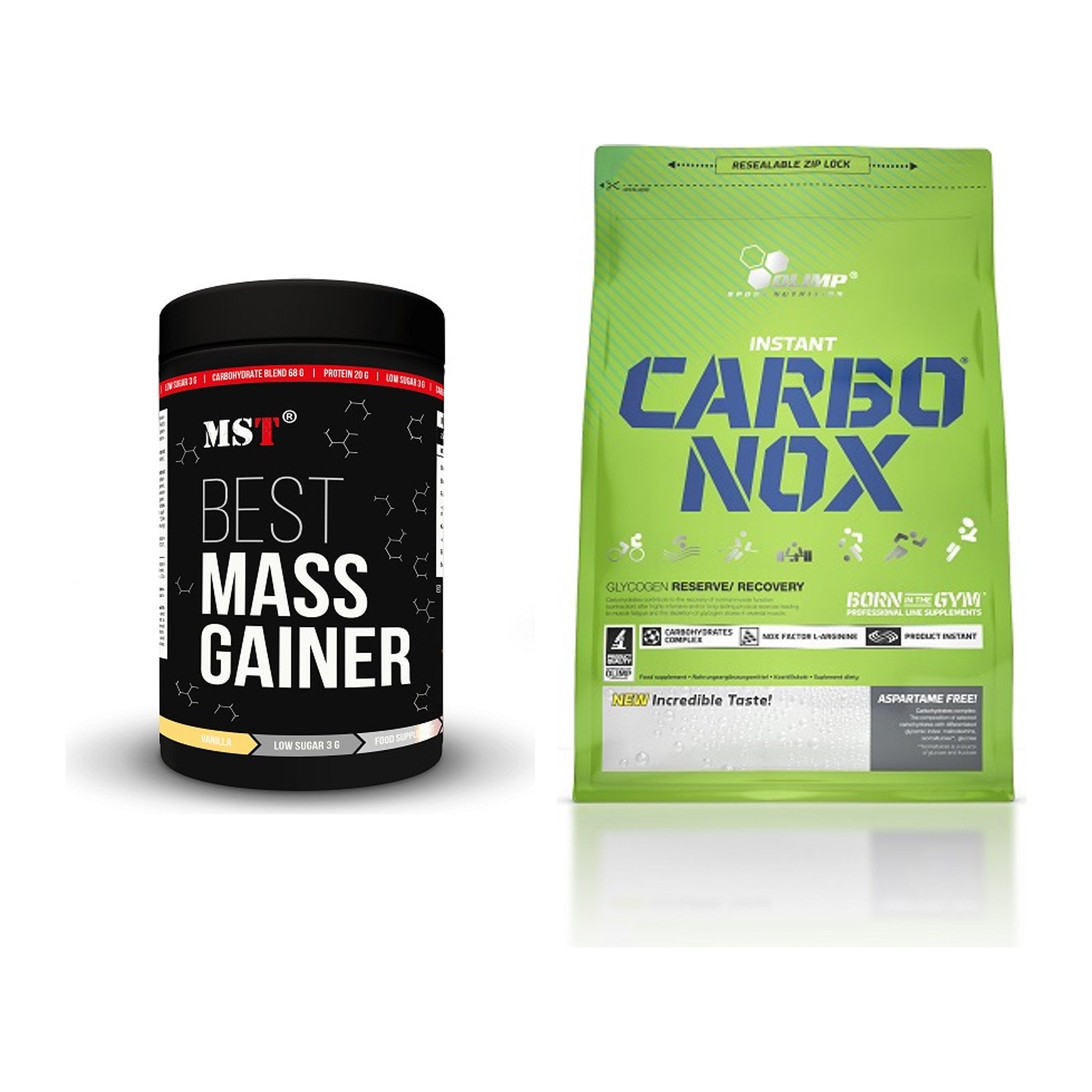 Masse-Duo: MST Best Mass Gainer + Olimp Carbo Nox 1kg Pulver – alle enthaltenen Artikel