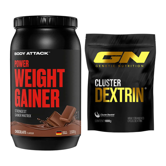 Masse-Duo: Body Attack Power Weight Gainer + GN Cluster Dextrin – alle enthaltenen Artikel