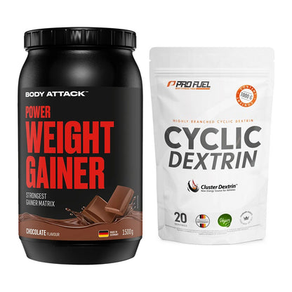 Masse-Duo: Body Attack Power Weight + ProFuel Cyclic Dextrin – alle enthaltenen Artikel