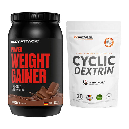Masse-Duo: Body Attack Power Weight + ProFuel Cyclic Dextrin – alle enthaltenen Artikel