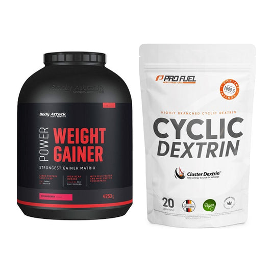 Masse-Duo: Body Attack Power Weight + ProFuel Cyclic Dextrin – alle enthaltenen Artikel