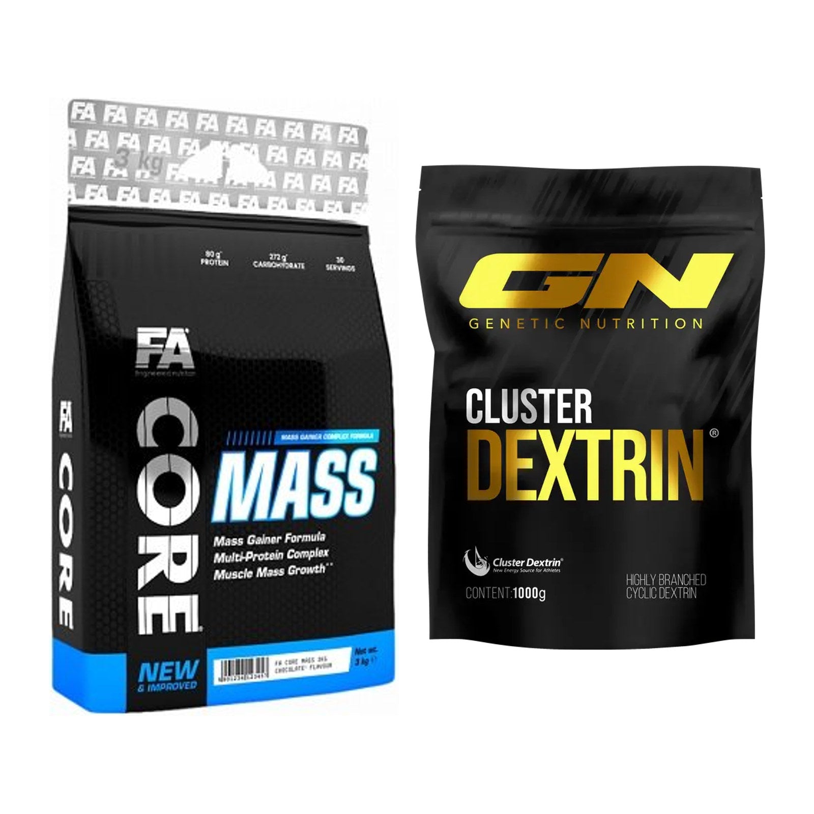 Masse-Duo: FA Nutrition Core Mass + GN Cluster Dextrin – alle enthaltenen Artikel