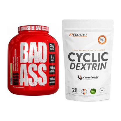 Masse-Duo: BAD ASS MASS 3kg (Vanilla) + ProFuel Cyclic Dextrin Cluster – alle enthaltenen Artikel