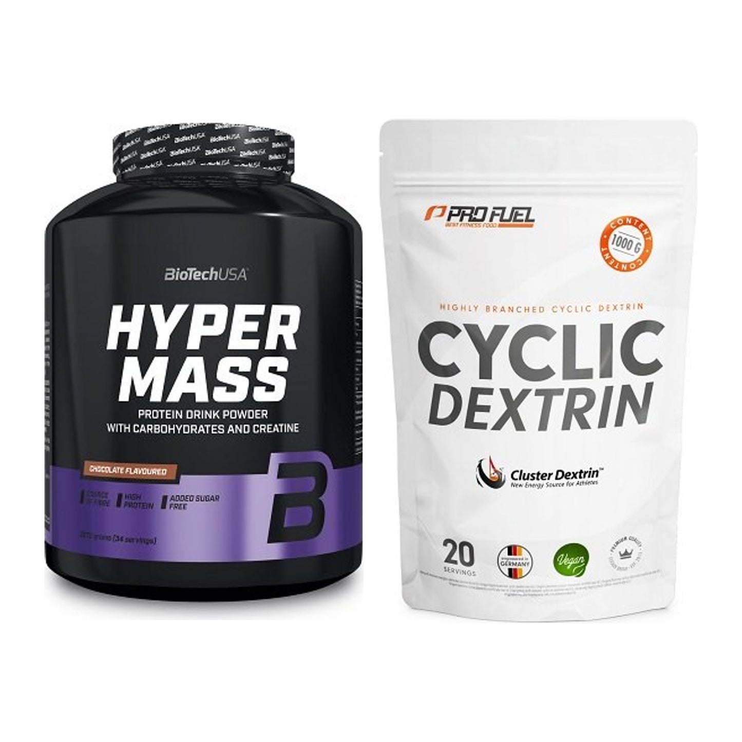 Masse-Duo: BioTech Hyper Mass + ProFuel Cyclic Dextrin Cluster – alle enthaltenen Artikel