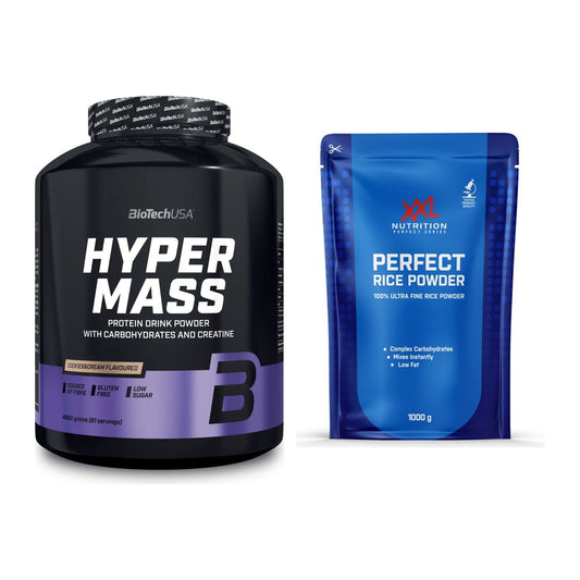 Masse-Duo: BioTech Hyper Mass + XXL Nutrition Perfect Rice Powder – alle enthaltenen Artikel