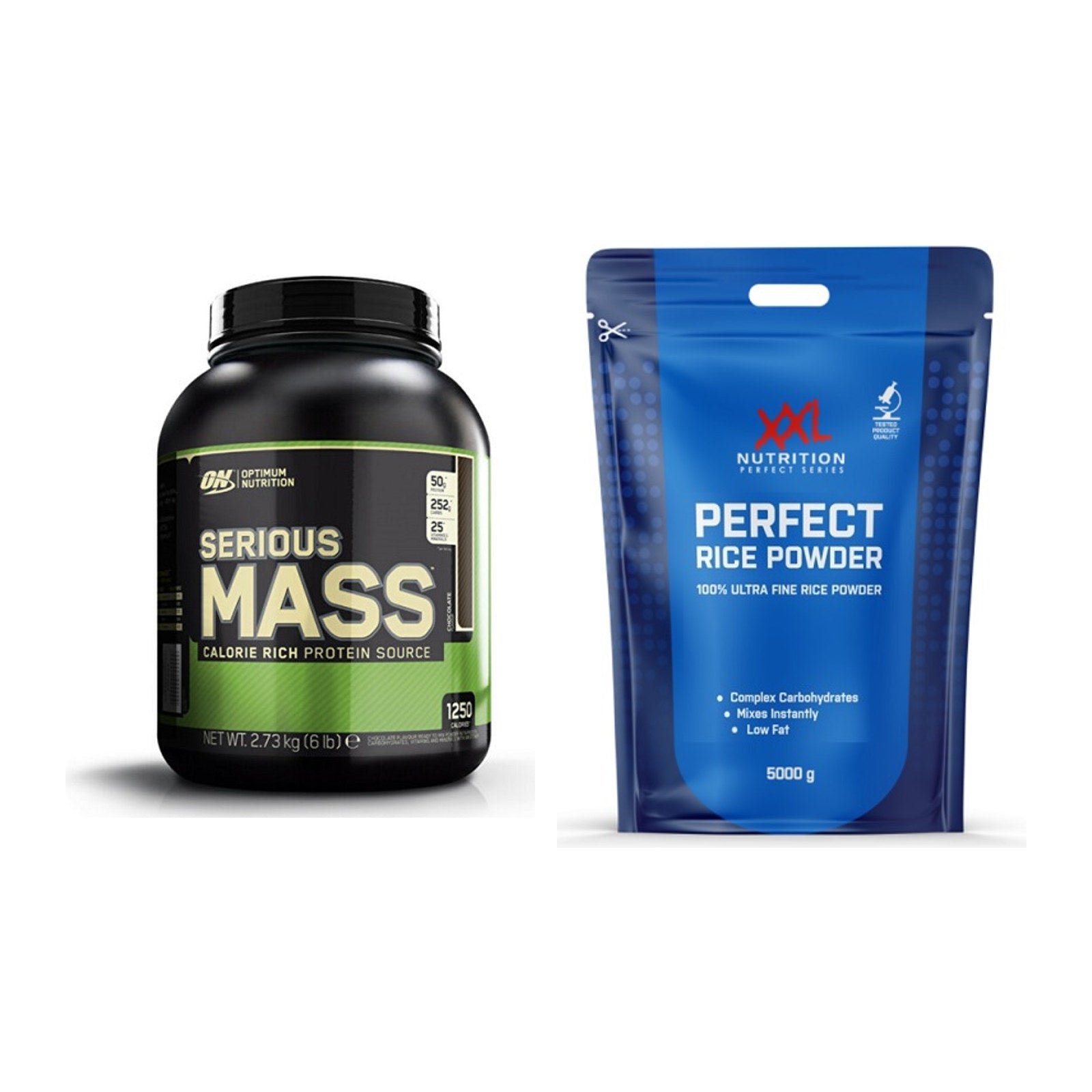 Masse-Duo: Optimum Nutrition Serious + XXL Nutrition Perfect Rice – alle enthaltenen Artikel