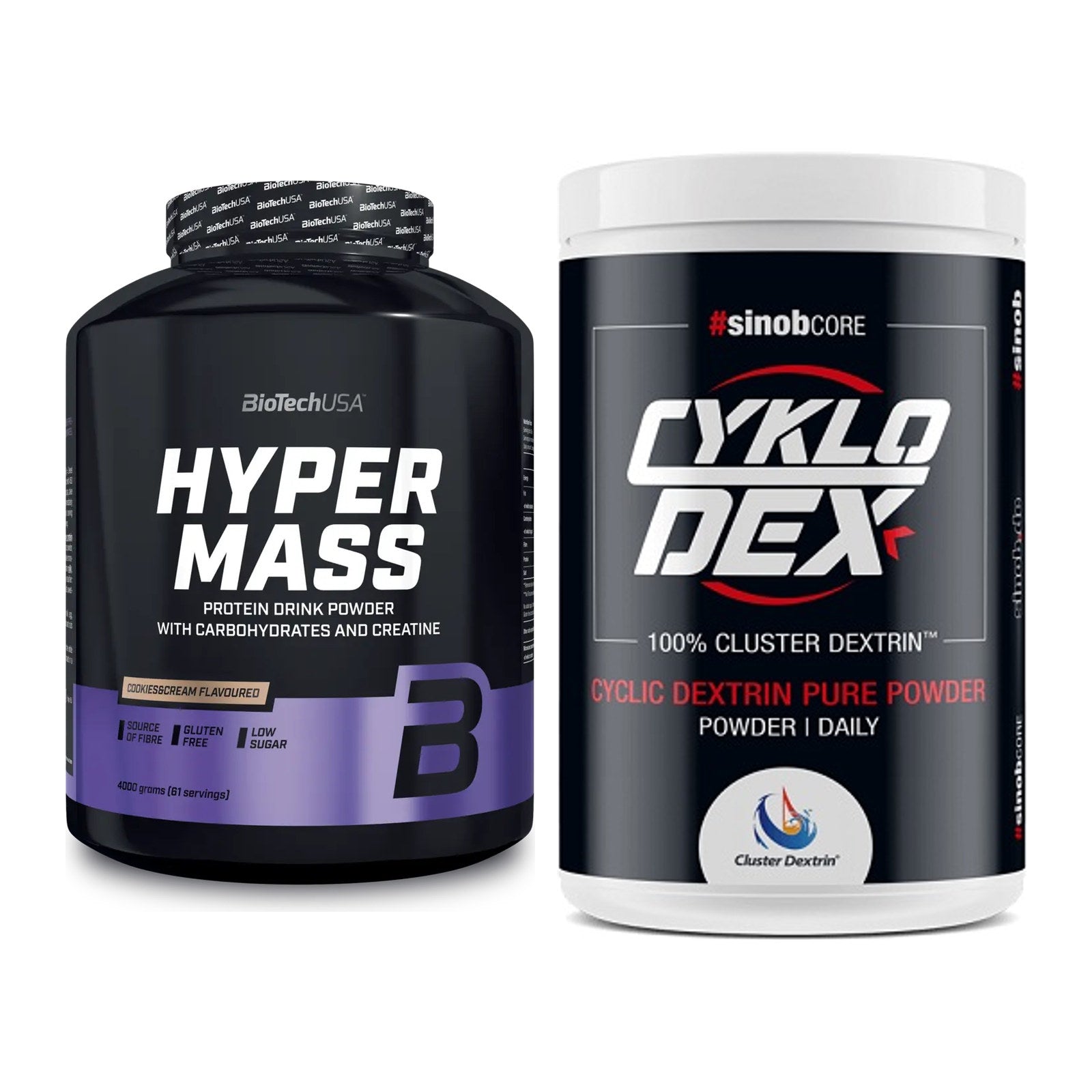 Masse-Duo: BioTech Hyper Mass + Sinob Core CykloDex 1kg (Cluster – alle enthaltenen Artikel