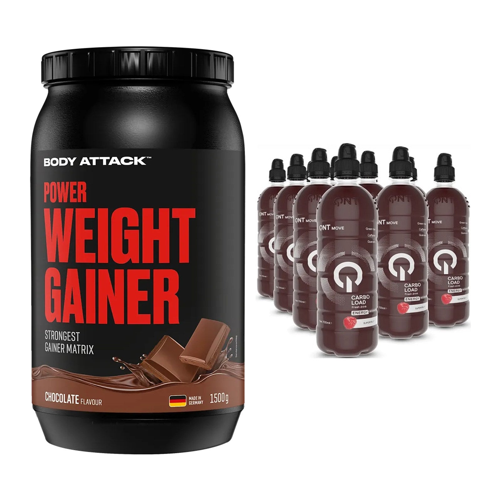 Masse-Duo: Body Attack Power Weight Gainer + QNT Carbo Load – alle enthaltenen Artikel