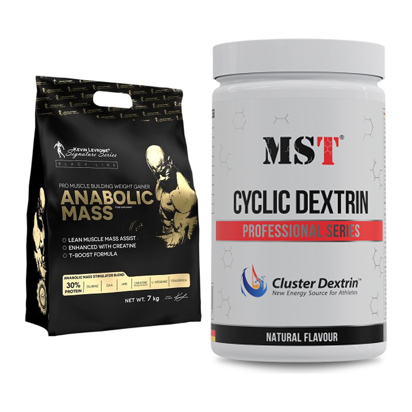 Masse-Duo: Kevin Levrone Anabolic Mass + MST Cluster Dextrin – alle enthaltenen Artikel