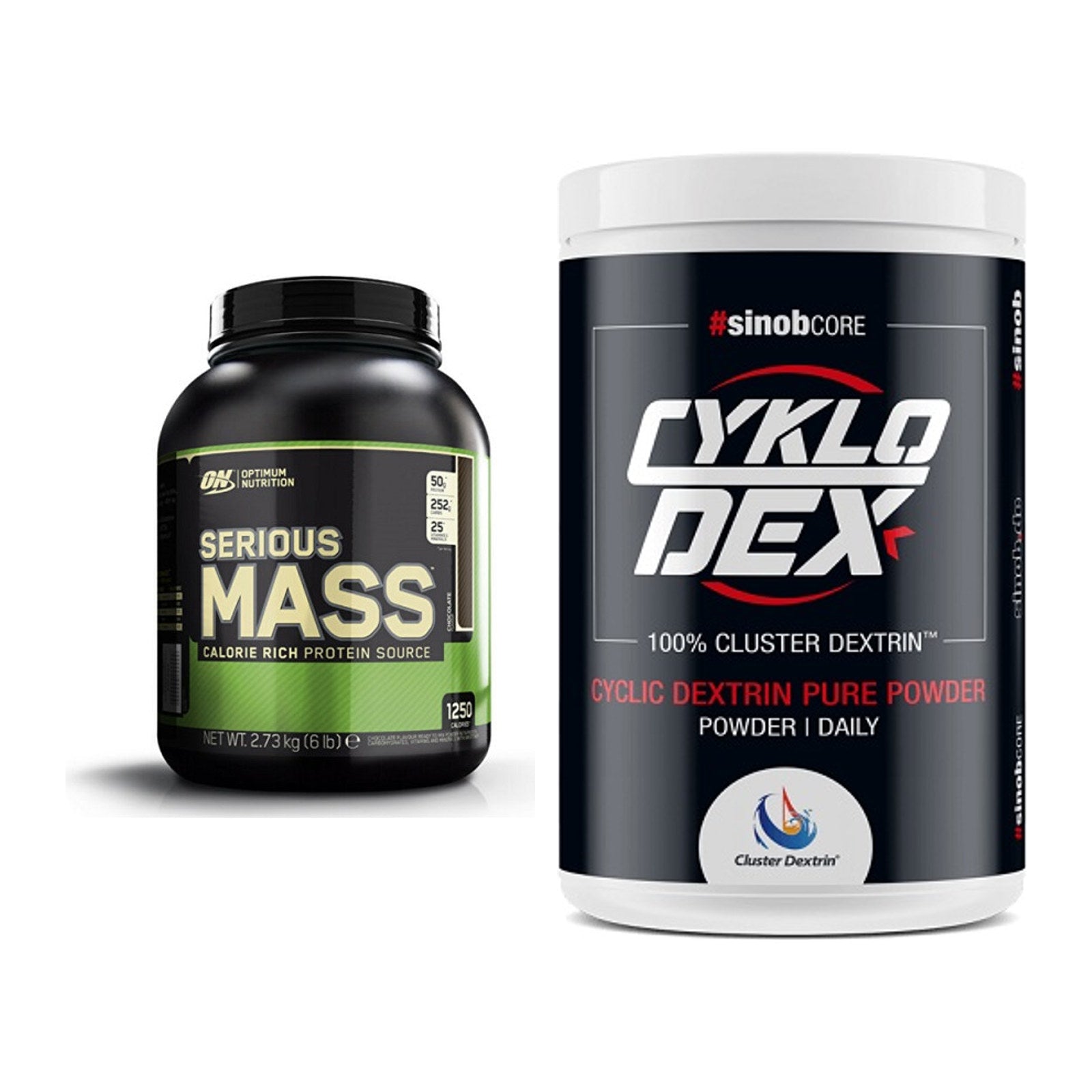 Masse-Duo: Optimum Nutrition Serious + Sinob Core CykloDex 1kg – alle enthaltenen Artikel