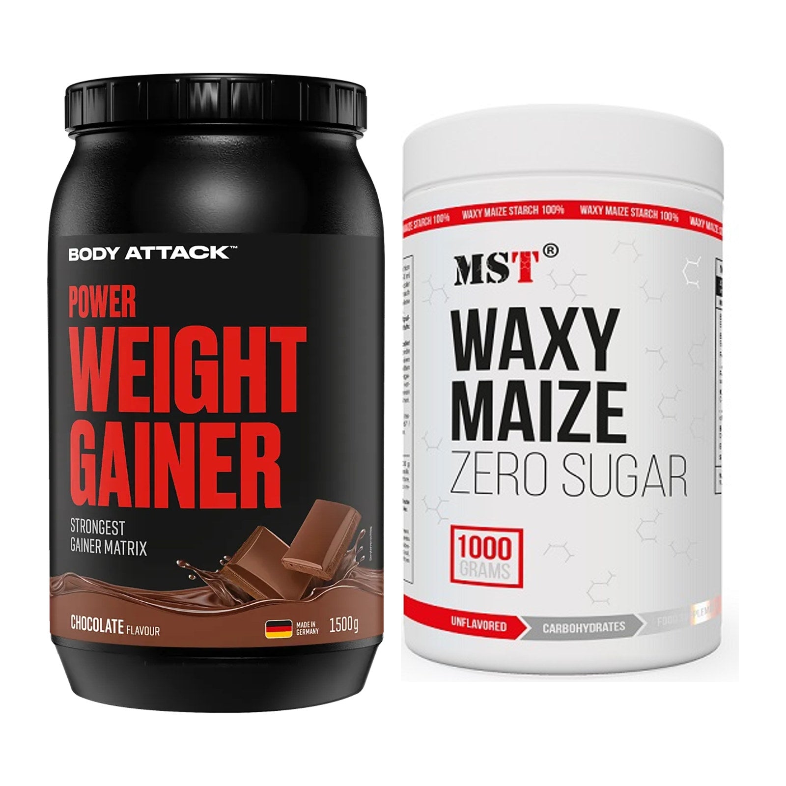 Masse-Duo: Body Attack Power Weight Gainer + MST WAXY MAIZE – alle enthaltenen Artikel