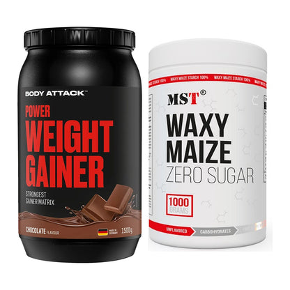 Masse-Duo: Body Attack Power Weight Gainer + MST WAXY MAIZE – alle enthaltenen Artikel